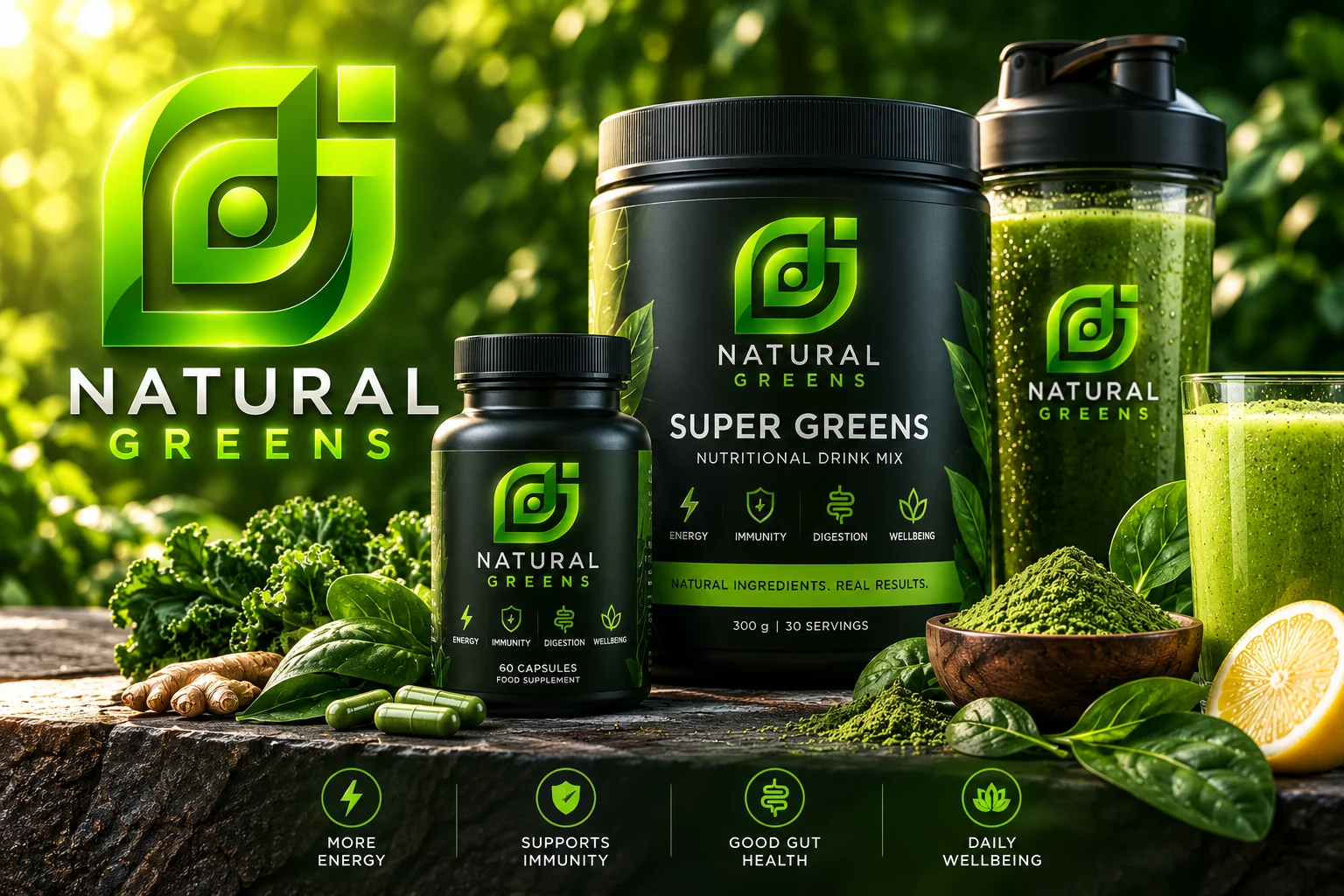 Natural Greens brand and packaging